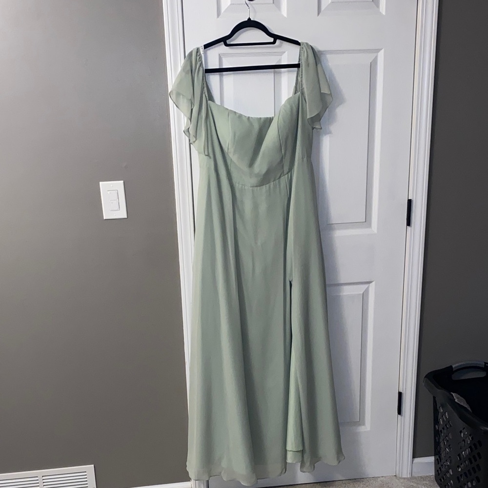 Azazie Dusty Sage Bridesmaid Maxi Dress Custom Sizing